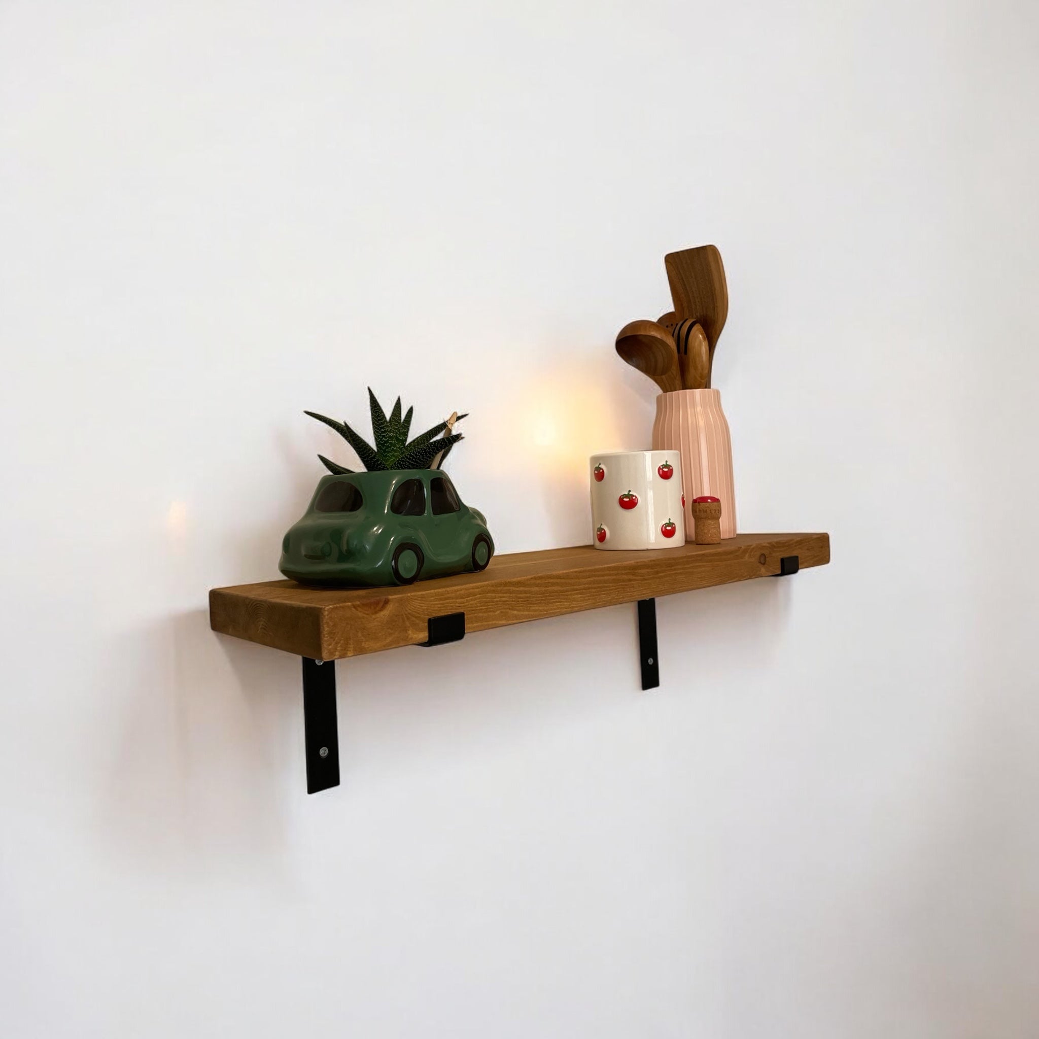 Rustic L bracket shelf